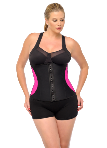 Diva’s Celebrity Waist Trainer - Waist Cincher, Black with Pink Curve.