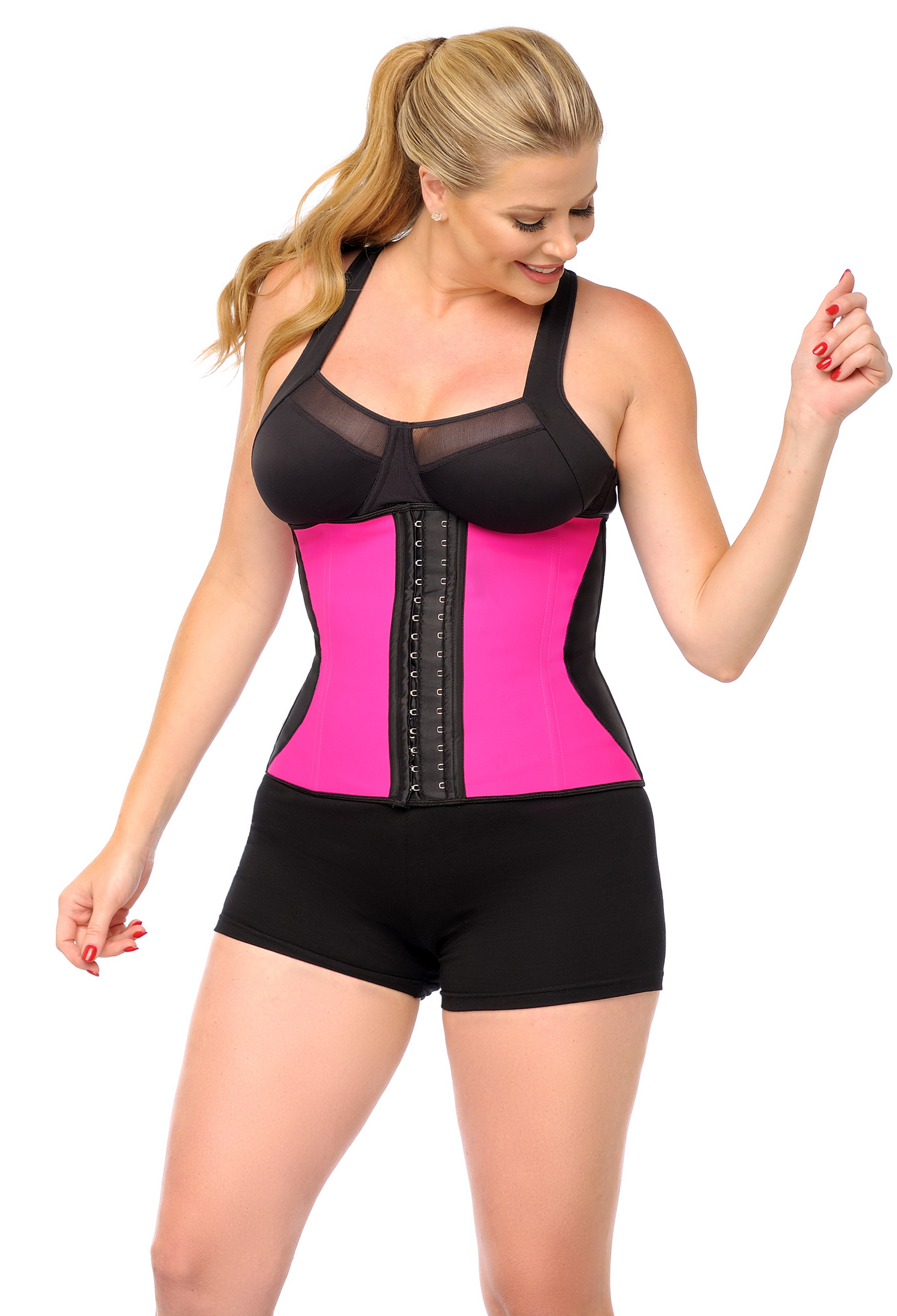 Diva’s Celebrity Waist Trainer - Waist Cincher, Pink with Black Curve